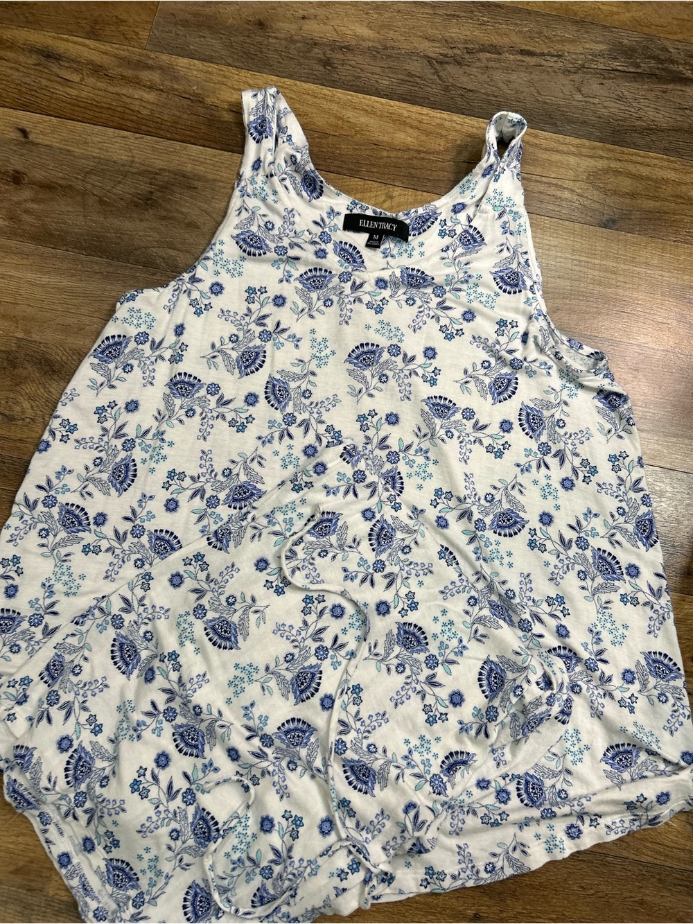 Ellen Tracy Blue Floral 2 Piece Pajama Set Size M